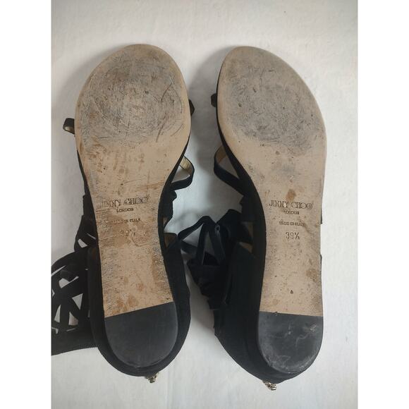 Jimmy Choo London Womens Black Suede Gladiator Sandals Made in Italy Size 39 1/2 - Picture 5 of 12